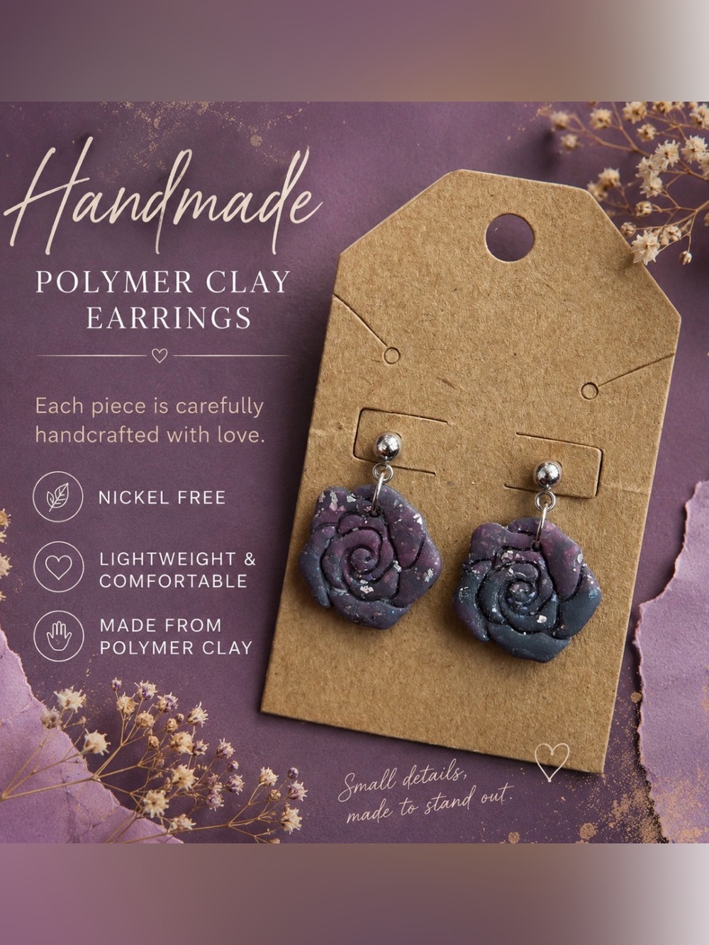 Elegant Rose Dangle Earrings